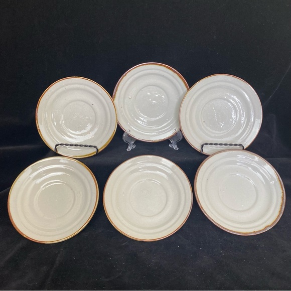 Vintage EUC Set of 6, Rustic Farmhouse Ceramic Gray/Blue Floral Cups and Saucers - Picture 14 of 17